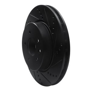 Jaguar XJR Brake Rotor (1) - Rear Right - R1 Concepts - Drilled & Slotted - Black - `00-`06